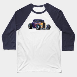 Vintage Hot Rod Car with Classic Flames Baseball T-Shirt